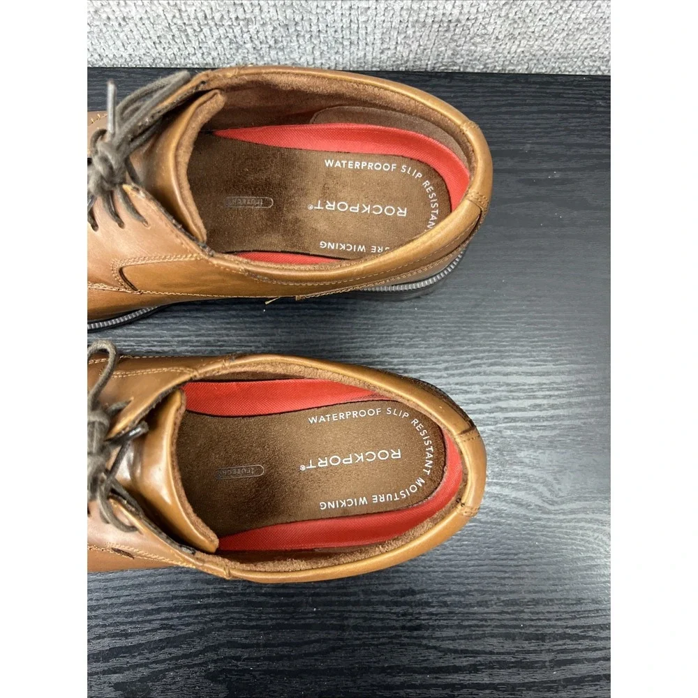 Rockport Men's Hydro Shield Waterproof Cap Toe V814 79‎ Brown Shoes Size 10